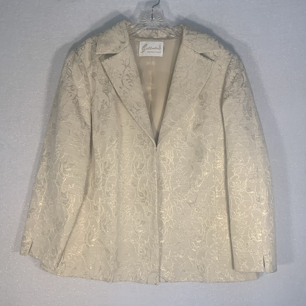 Fafayette 148 New York Women’s Cream & Gold floral Brocade 2 piece suit 16/18